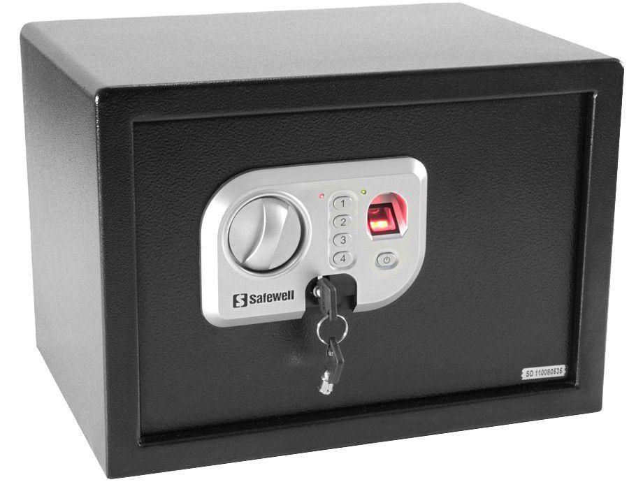 Cofre com Impressão Digital Pequeno em Aço - com Chave Safewell Fingerprint Safe 25 FPN