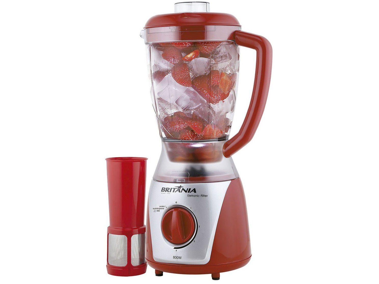 Liquidificador Britânia Eletronic Filter - Vermelho com Filtro 4 Velocidades 800W