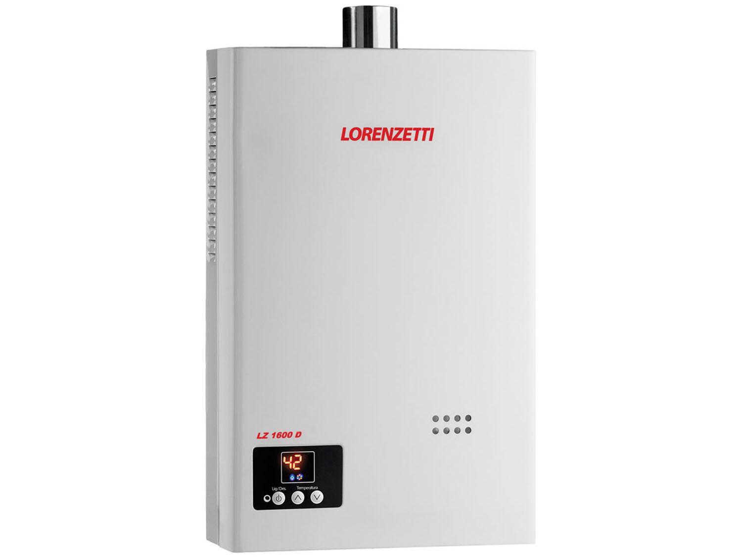Aquecedor de Água à Gás Visor Eletrônico Digital - Lorenzetti LZ 1600D GN Vazão 15,0 l/min