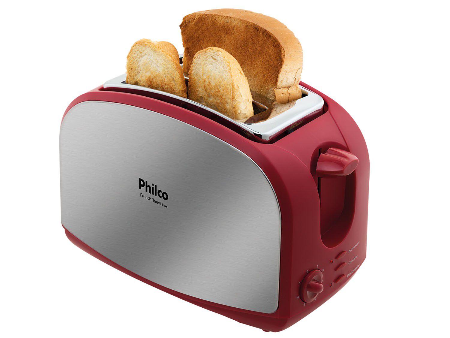 Torradeira Philco Vermelha French Toast - 8 Níveis de Tostagem