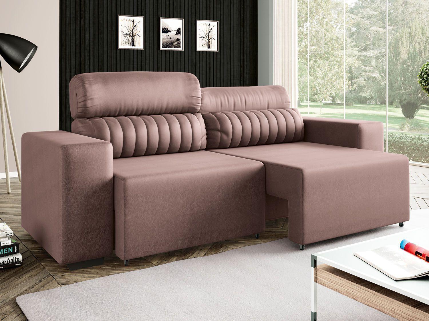 Sofá Retrátil e Reclinável 4 Lugares Revestimento Suede Elite Style