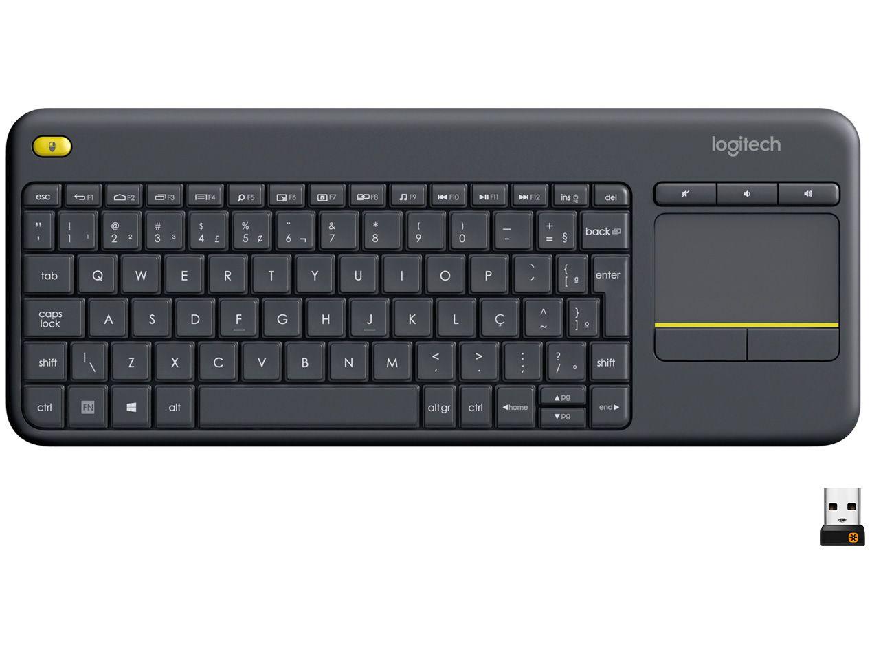 Teclado sem Fio Logitech ABNT2 Cinza K400 Plus