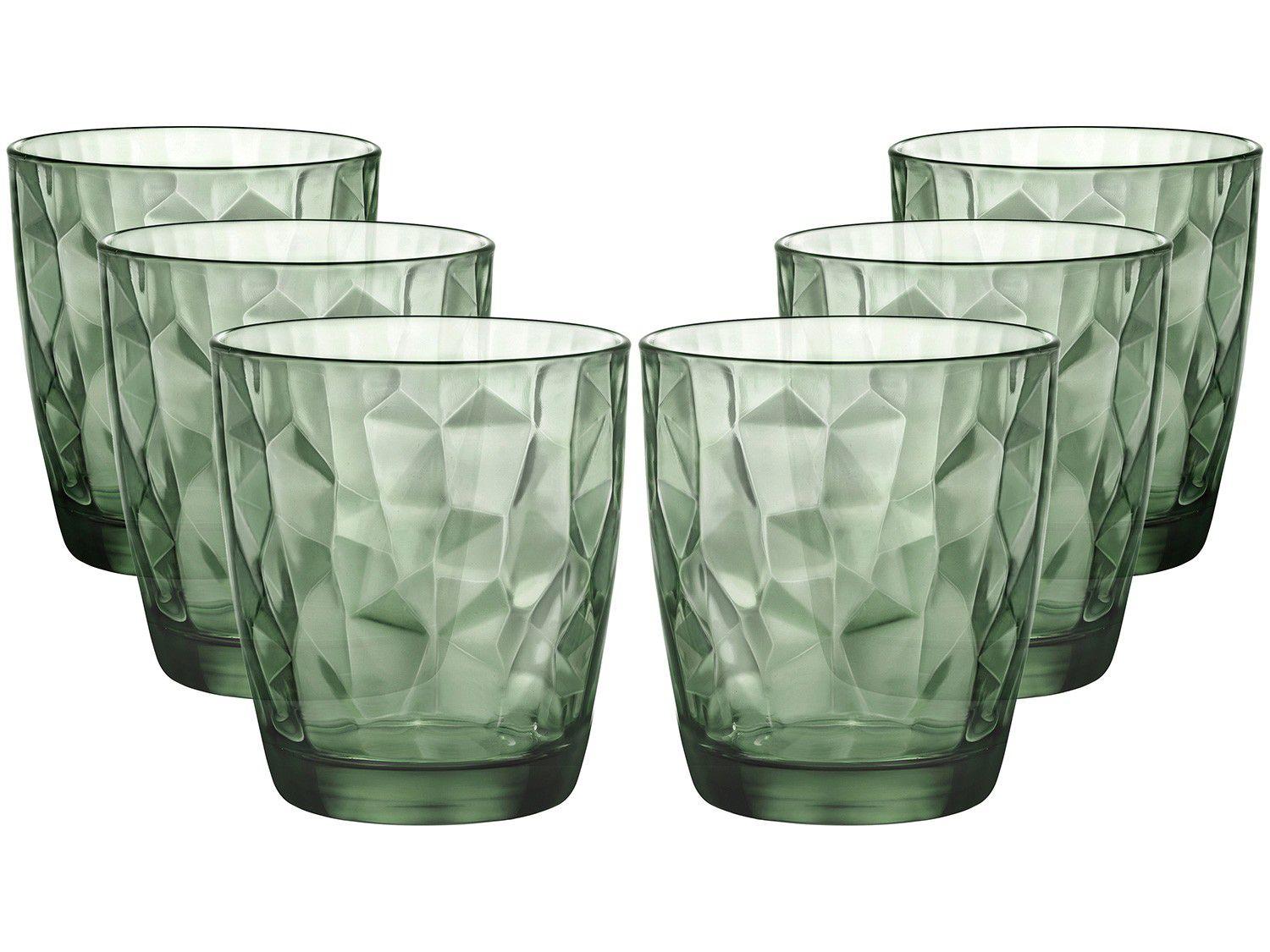 Jogo de Copos de Vidro para Whisky 6 Peças - Verde 390ml Bormioli Rocco Diamond