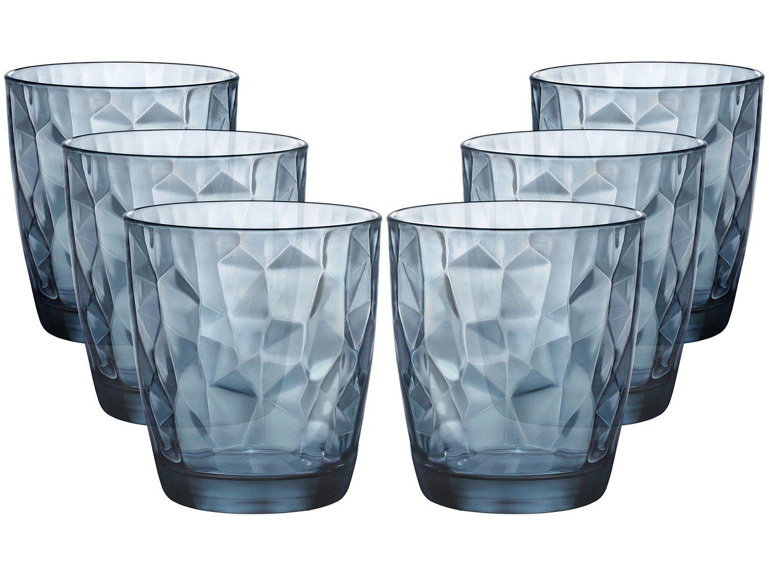Jogo de Copos de Vidro para Whisky 6 Peças - Azul 390ml Bormioli Rocco Diamond