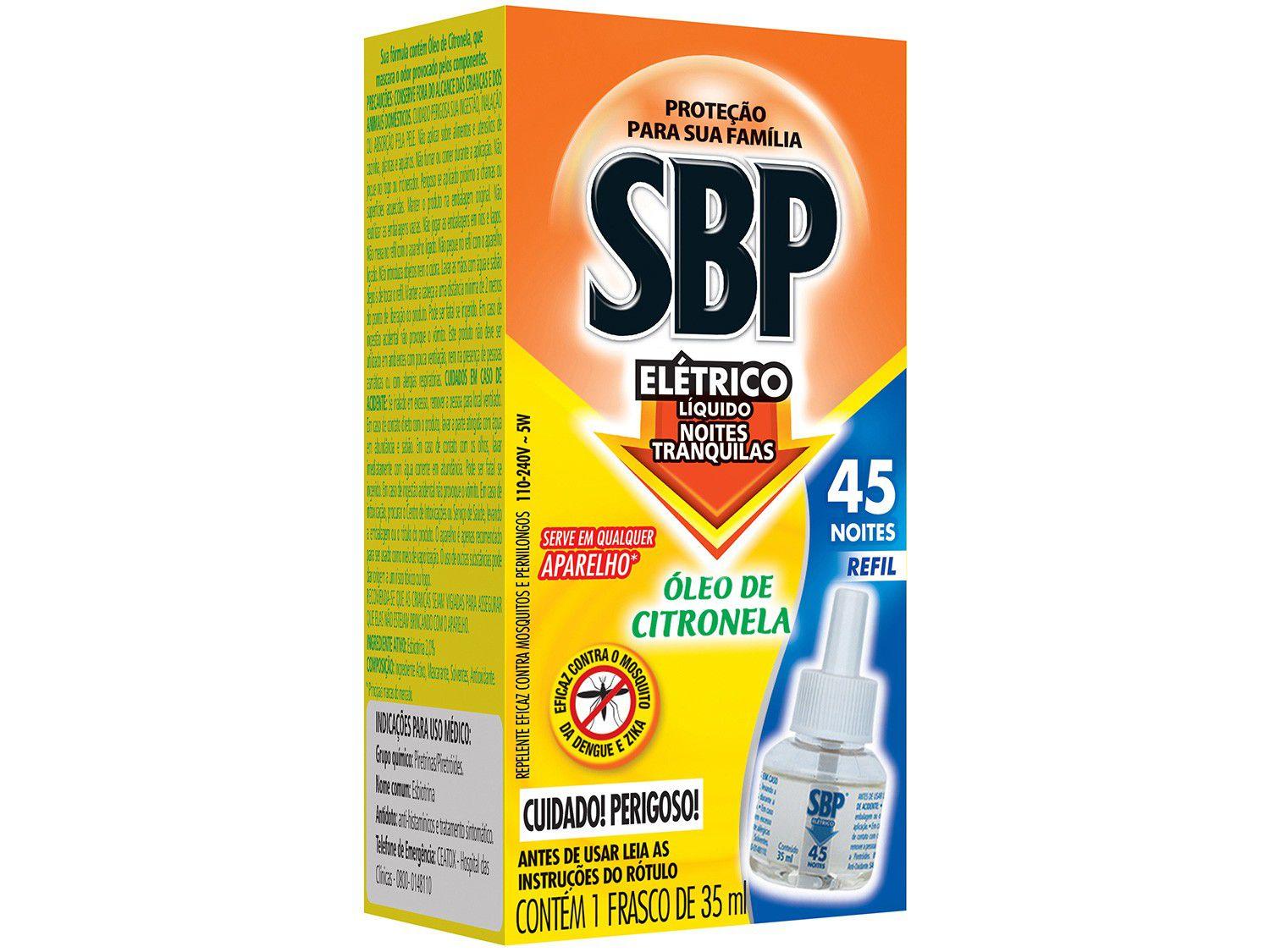Repelente Elétrico SBP Líquido Refil - Noites Tranquilas - Óleo de Citronela 1 Unidade