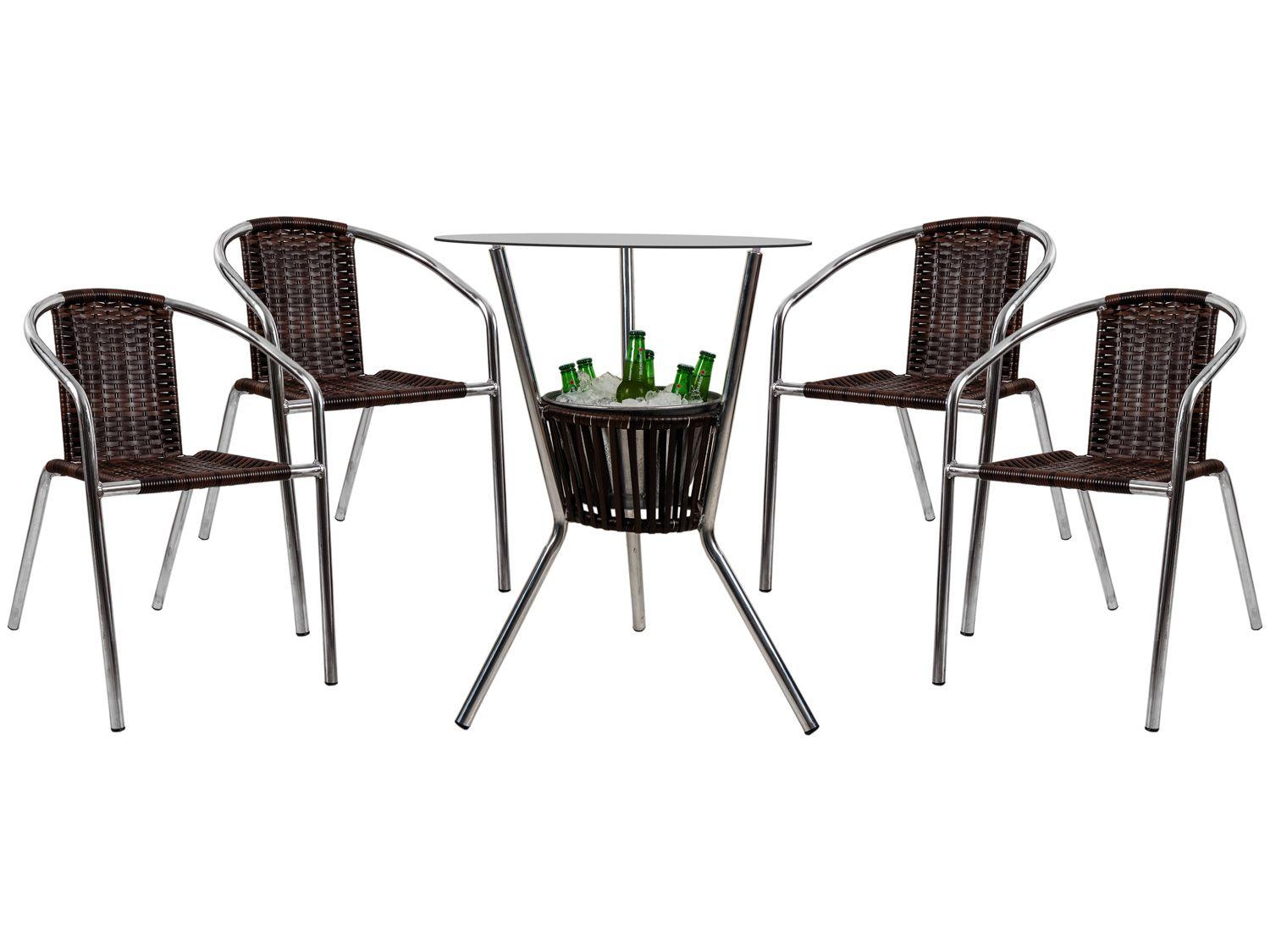 Conjunto de Mesa para Área Externa de Fibra - com 4 Cadeiras Alegro Móveis CJMB40199