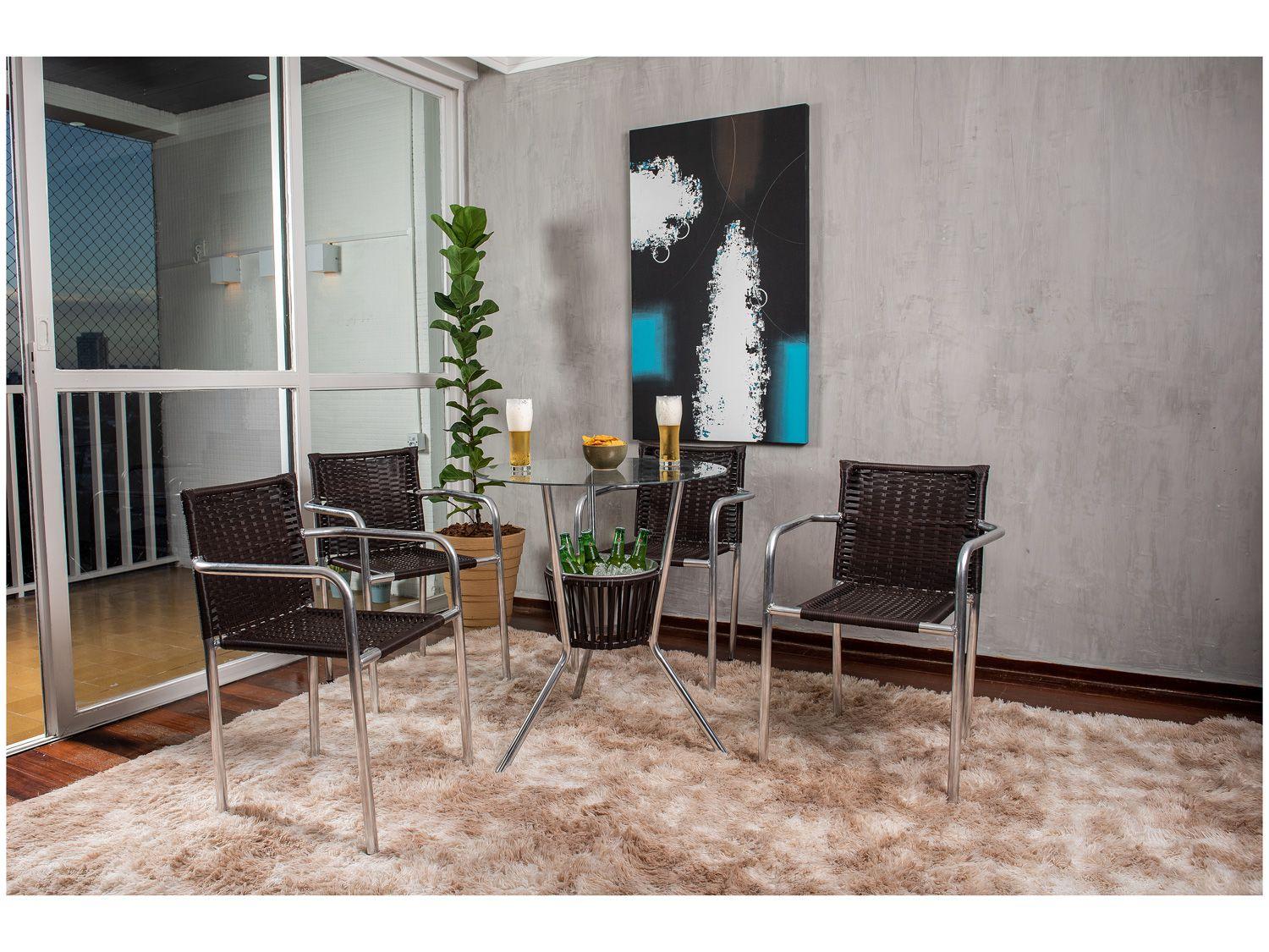 Conjunto de Mesa para Área Externa de Fibra - com 4 Cadeiras Alegro Móveis CJMB401315