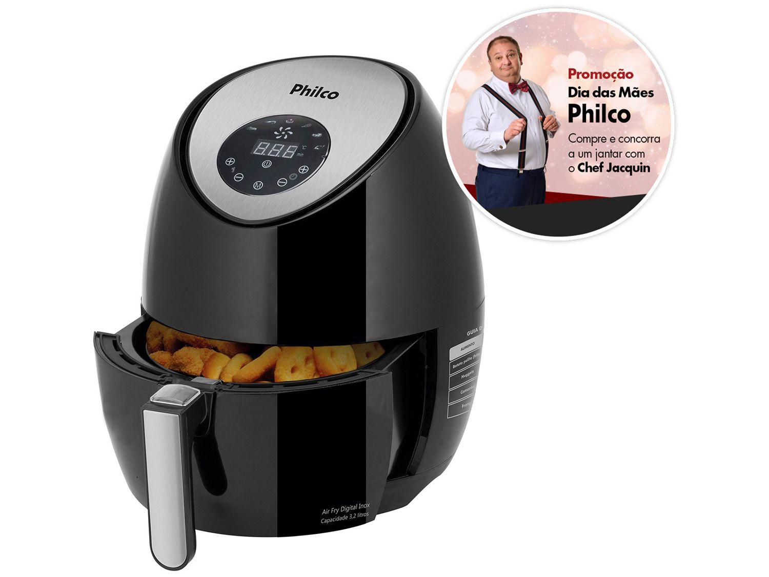 Fritadeira Elétrica Sem Óleo/Air Fryer Philco Digital Preta e Cinza 3