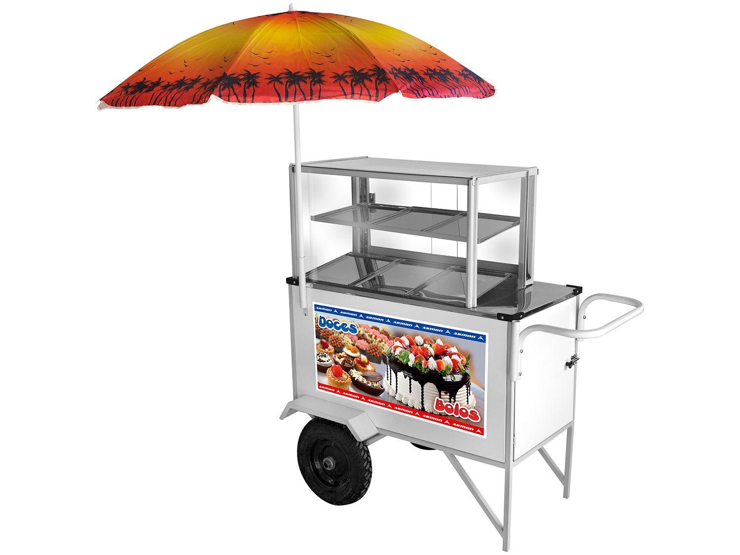 Carrinho de Doces Armon Street Food CDOBO-035 - com Guarda-Sol
