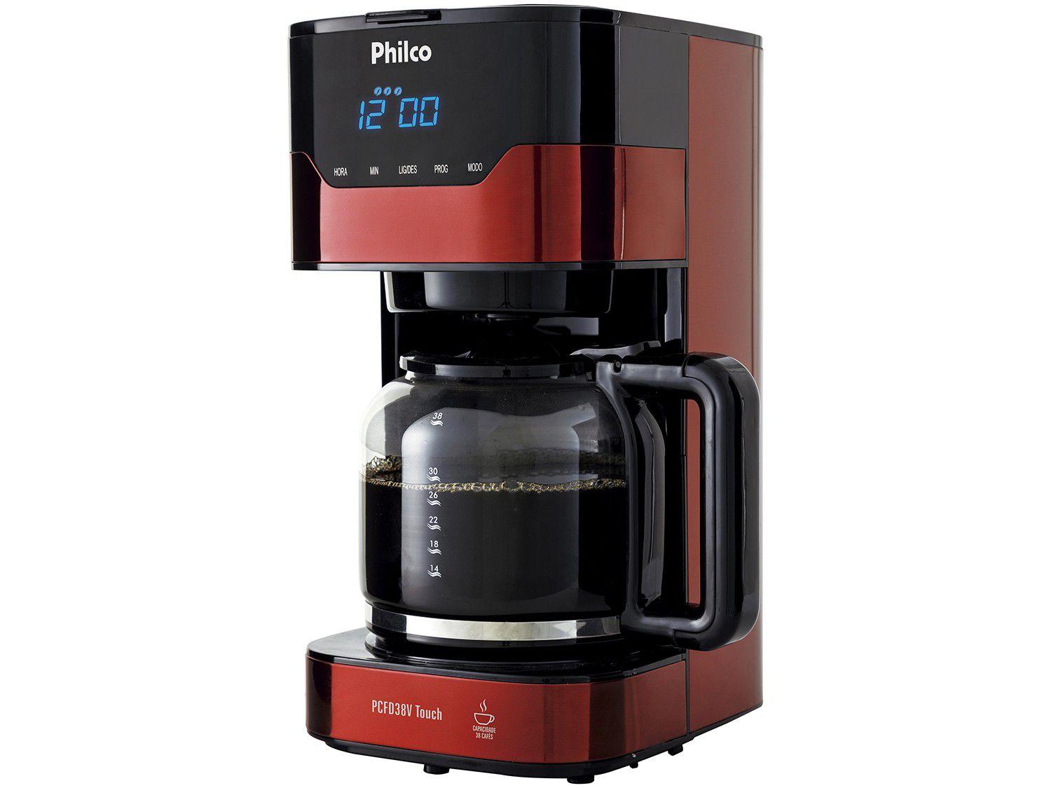Cafeteira Elétrica Philco PCFD38V Touch 38 Xícaras - Preto e vermelho
