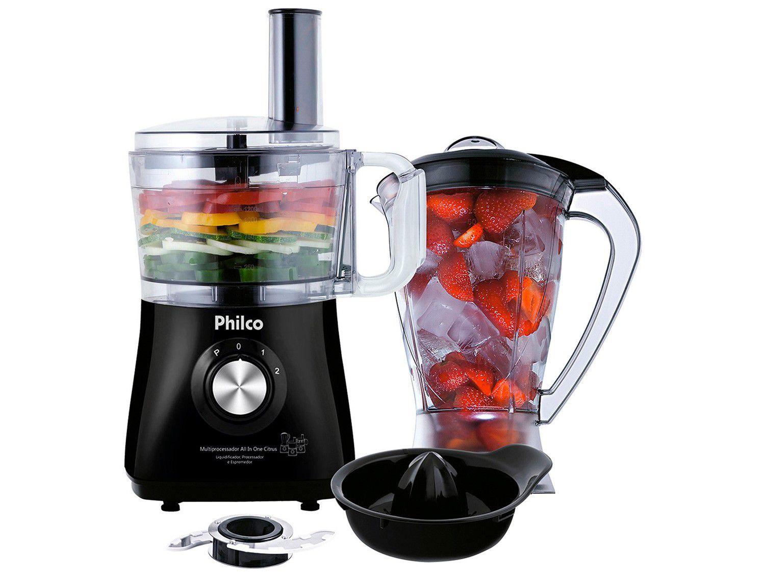 Multiprocessador de Alimentos Philco Preto - All in One Citrus 3 em 1 800W