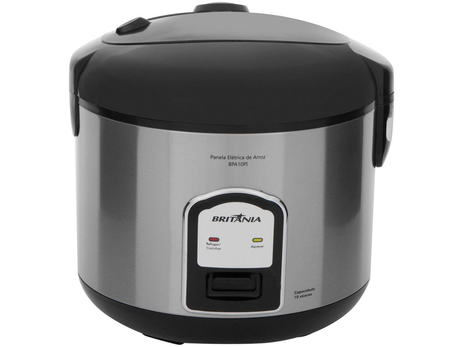 Panela de Arroz Elétrica Britânia BPA10PI - 700W 10 Xícaras Cinza e Preta