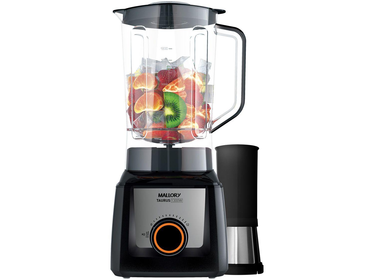 Liquidificador Mallory Taurus Preto com Filtro - 12 Velocidades 1300W