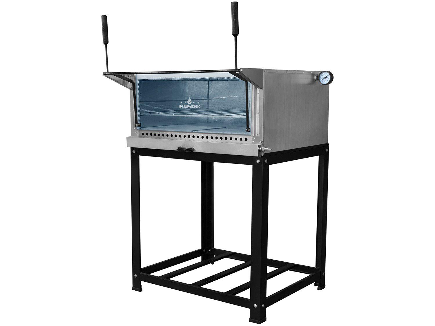 Forno de Lastro à Gás Industrial Kenok F276PIZZ - 276L Termômetro Porta Panela Suporte com Pés