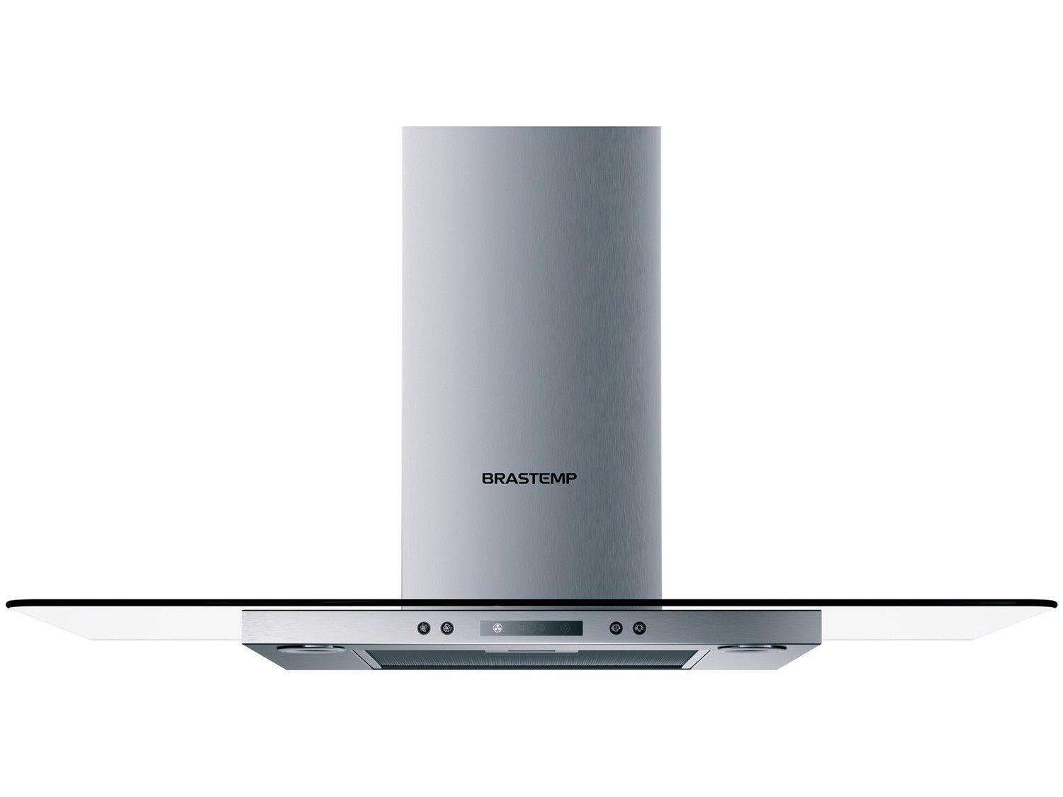 Coifa de Parede Brastemp 90cm 6 Bocas Inox - Vidro Plano 4 Velocidades BAP90 AR