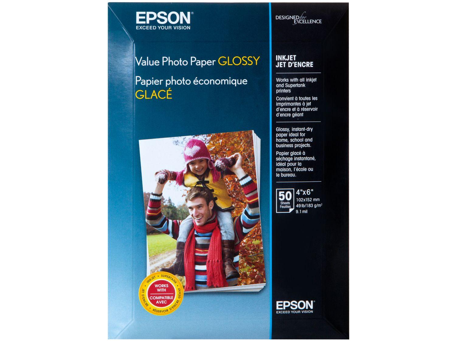 Papel Fotográfico 10x15cm Epson 183g - Value Photo Paper Glossy 50 Folhas