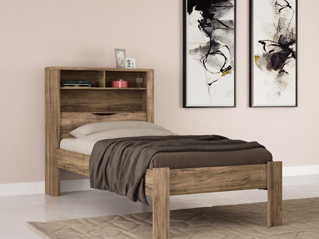 Cama Solteiro 88x188cm Baú Santos Andirá - Contemporânea Invicta