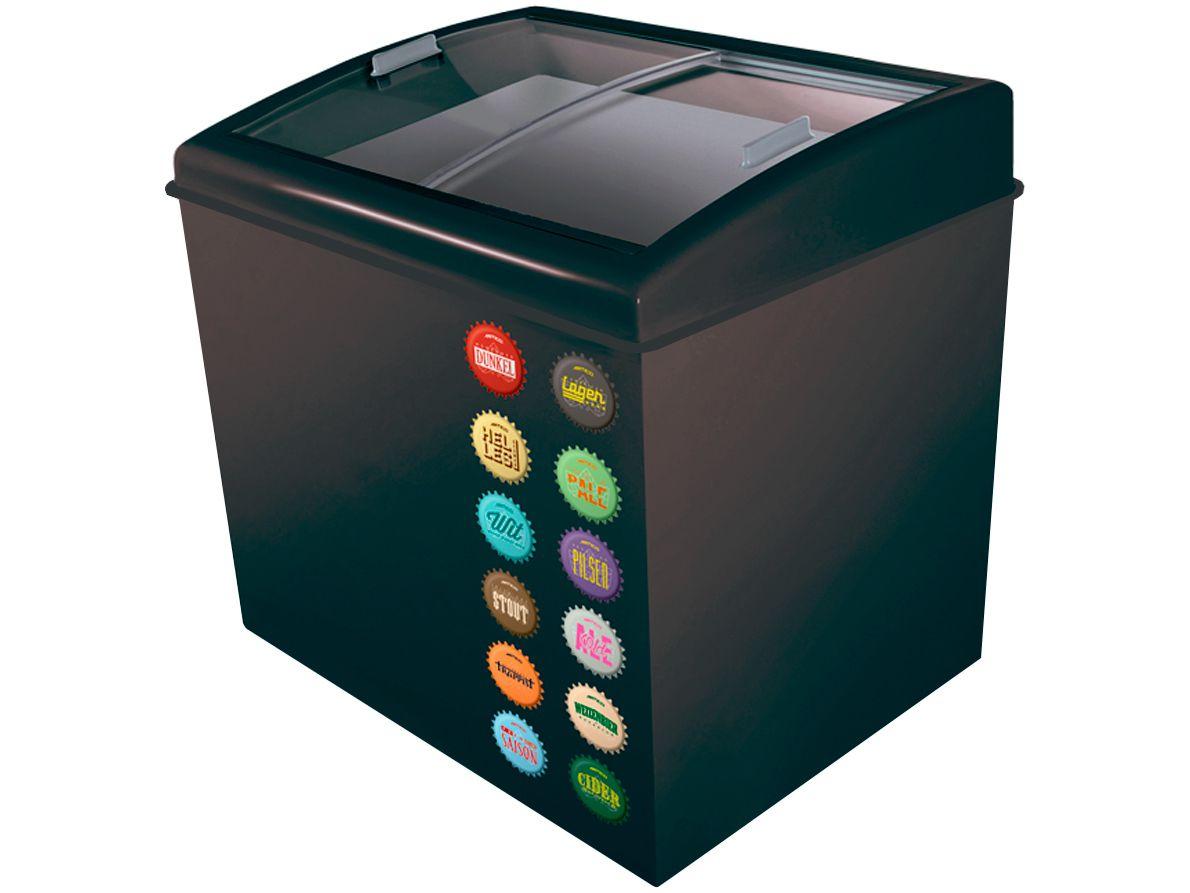 Freezer Cervejeira Artico Horizontal 300L Temática - Black Beer 2 Tampas