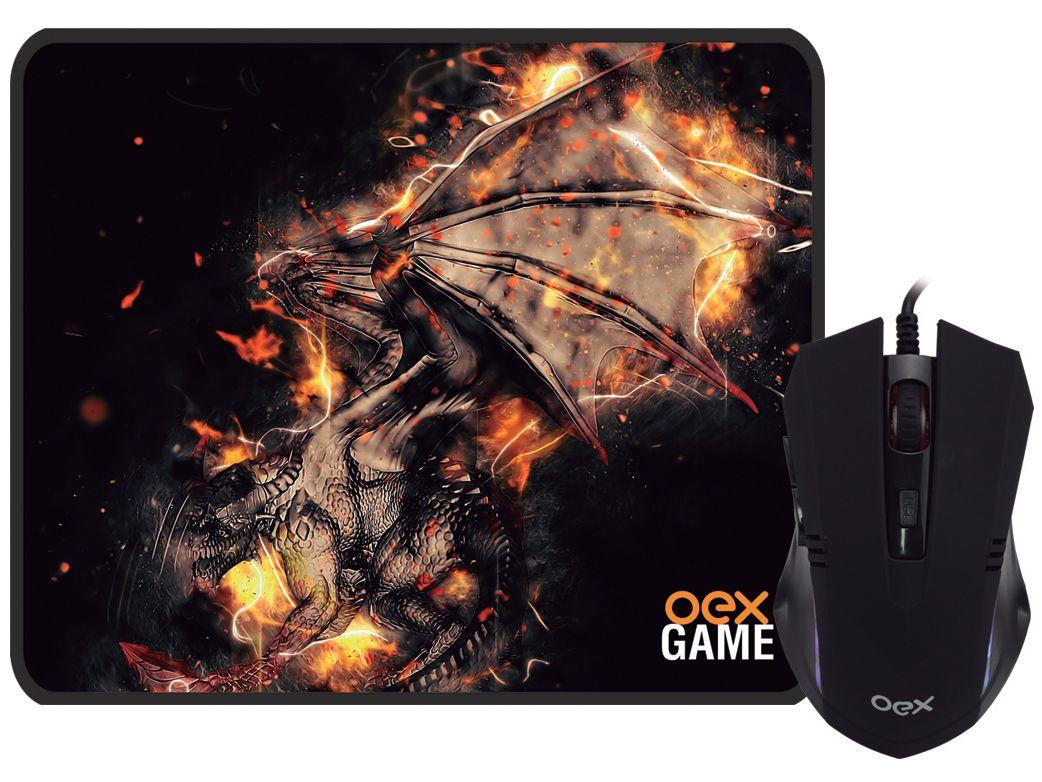Mouse Sensor Óptico 2400dpi OEX Combo Arena - MC102 com Mousepad