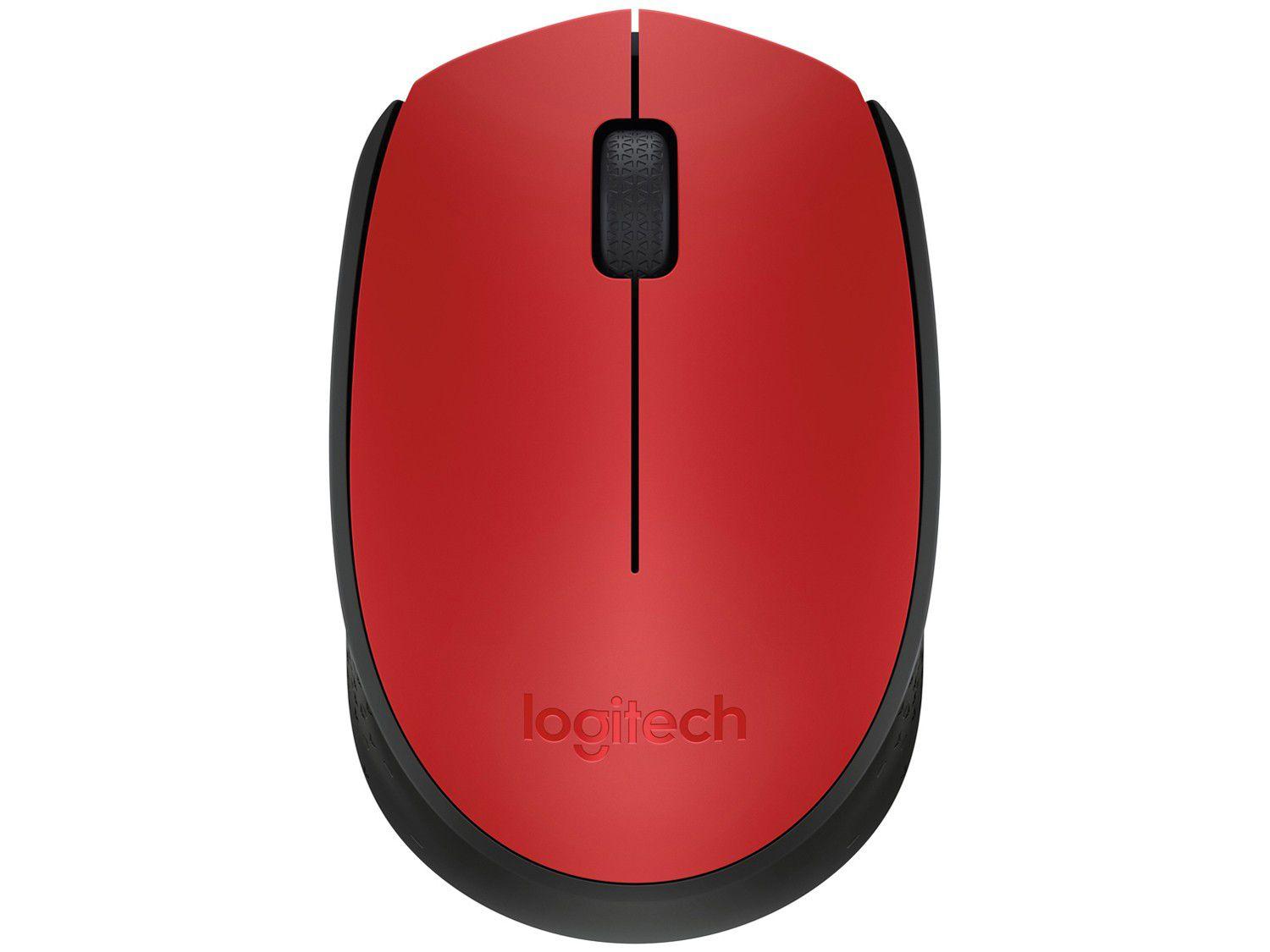 Mouse sem Fio Logitech Óptico 1000DPI M170 - 3 Botões Vermelho