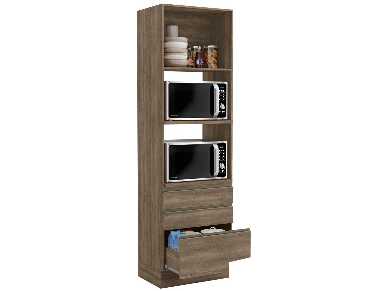 Torre Quente 1 Porta 3 Gavetas 2 Nichos para - Micro-ondas e Forno Kappesberg Maxxi G750