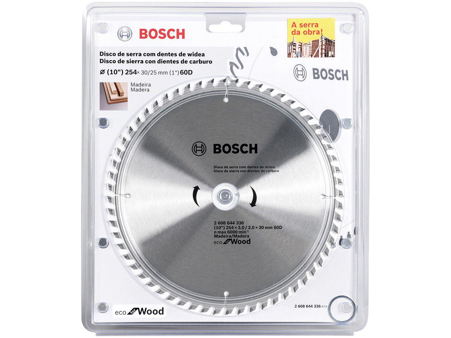 Disco de Serra Circular 10" 60 Dentes - para Madeira Bosch Eco For Wood