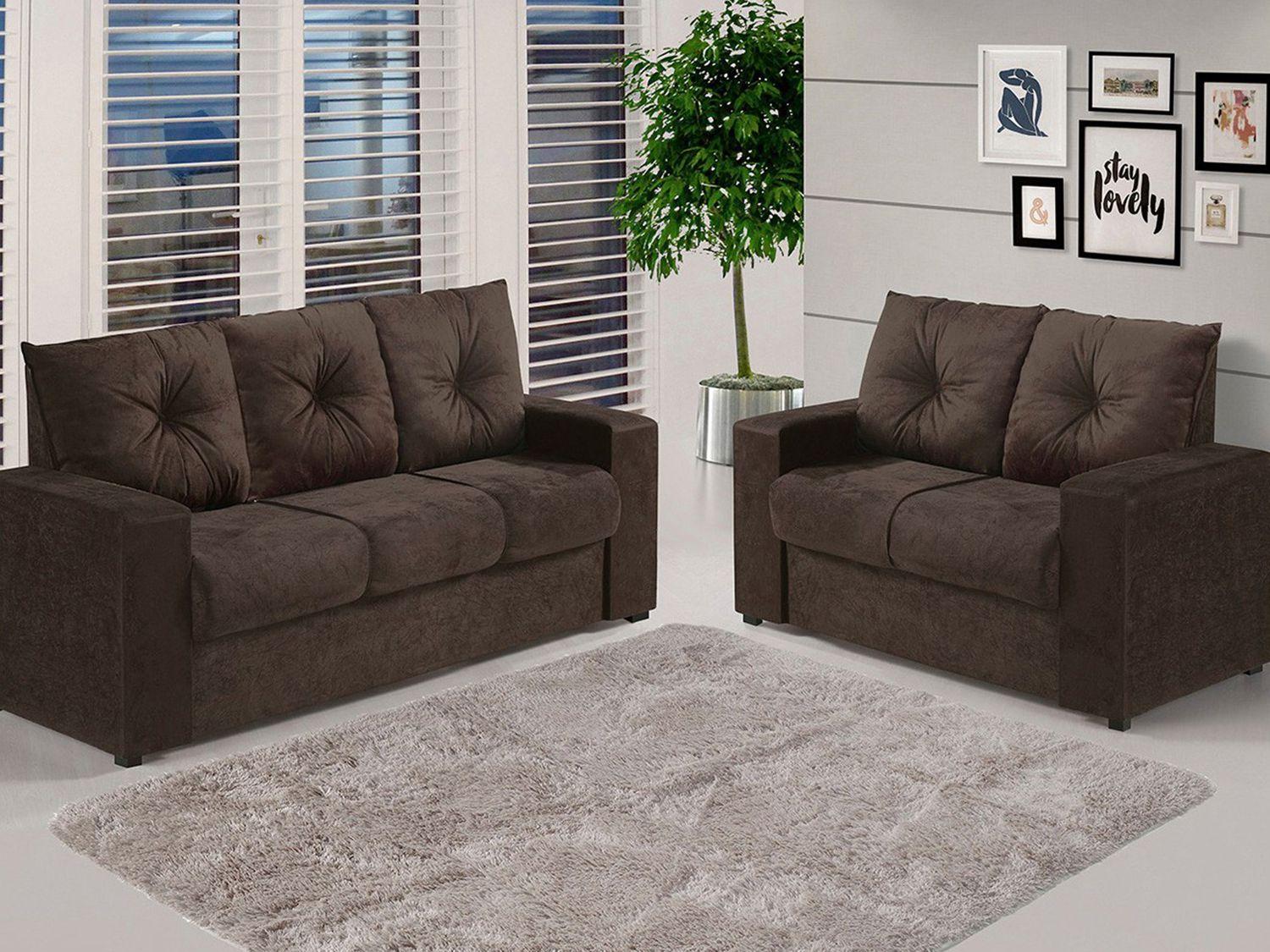 Sofá 2 e 3 Lugares Suede Viarte Cindy - Viero Móveis