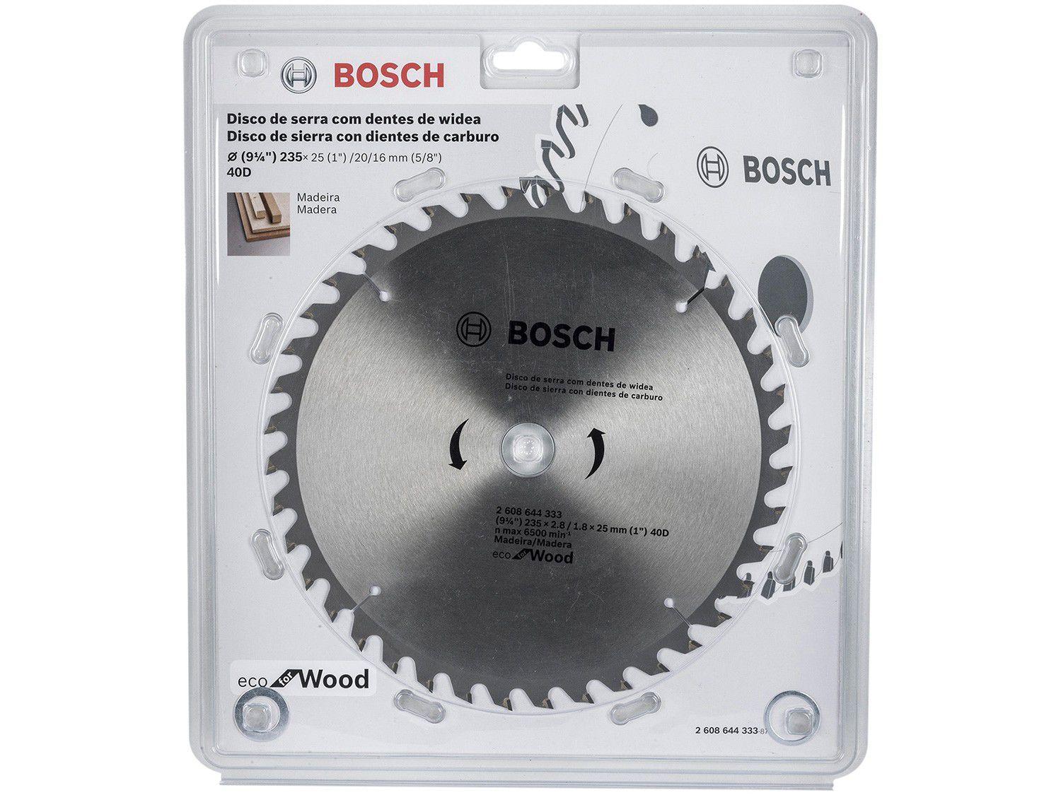 Disco de Serra Circular 9" 40 Dentes para Madeira - Bosch Eco For Wood