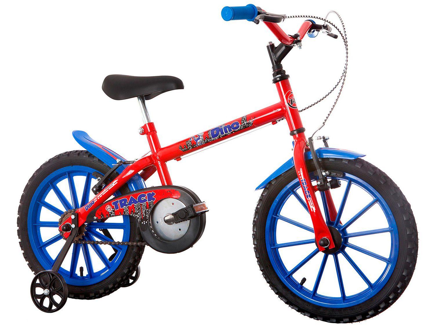 Bicicleta Infantil Aro 16 Track & Bikes Dino - Vermelha com Rodinhas Freio V-Brake
