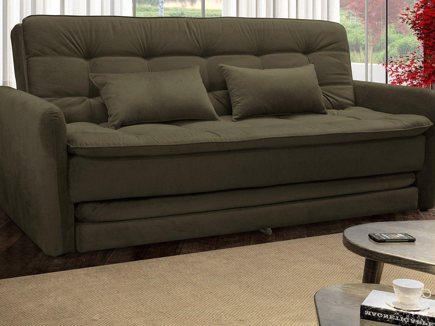Sofá-Cama Casal 3 Lugares Suede Reclinável - Matrix Madalena