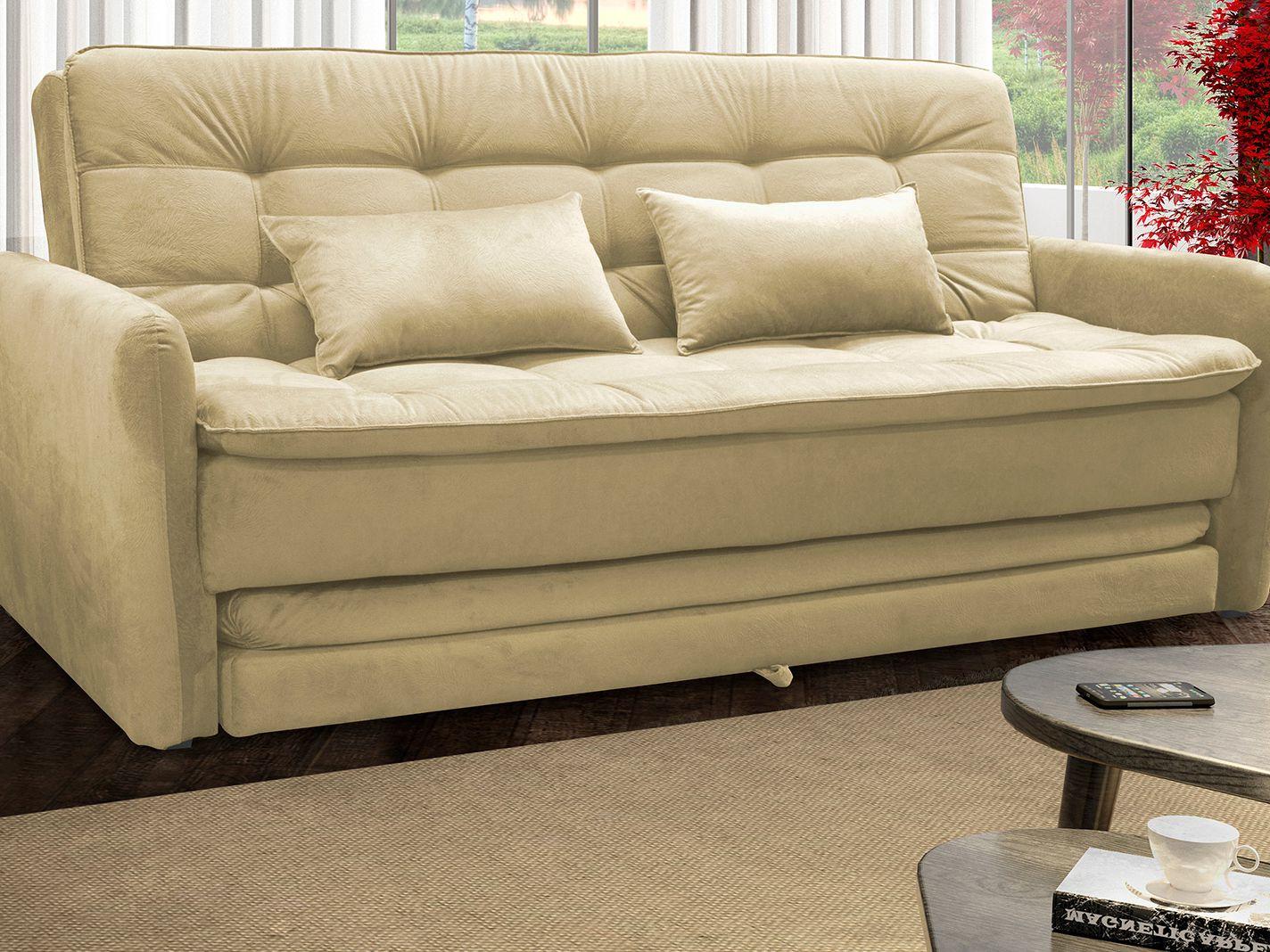 Sofá-Cama Casal 3 Lugares Suede Reclinável - Matrix Madalena