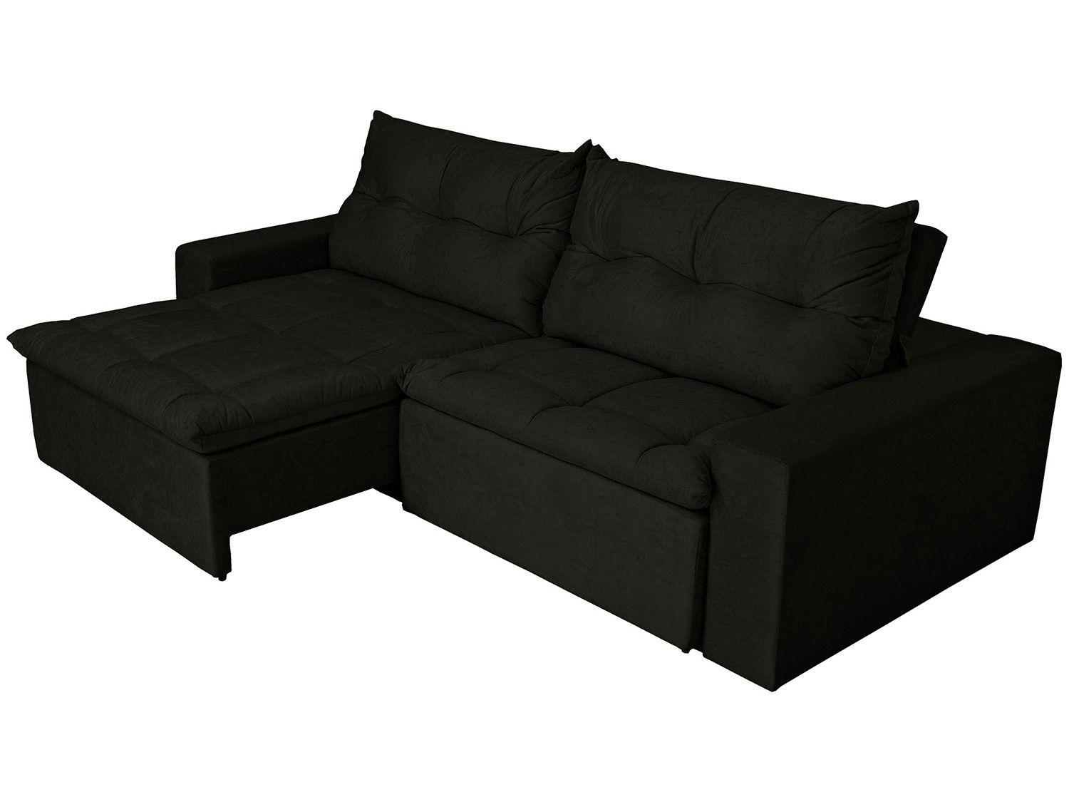 Sofá Retrátil e Reclinável 4 Lugares - Suede Amassado Miró Ambiente Móveis