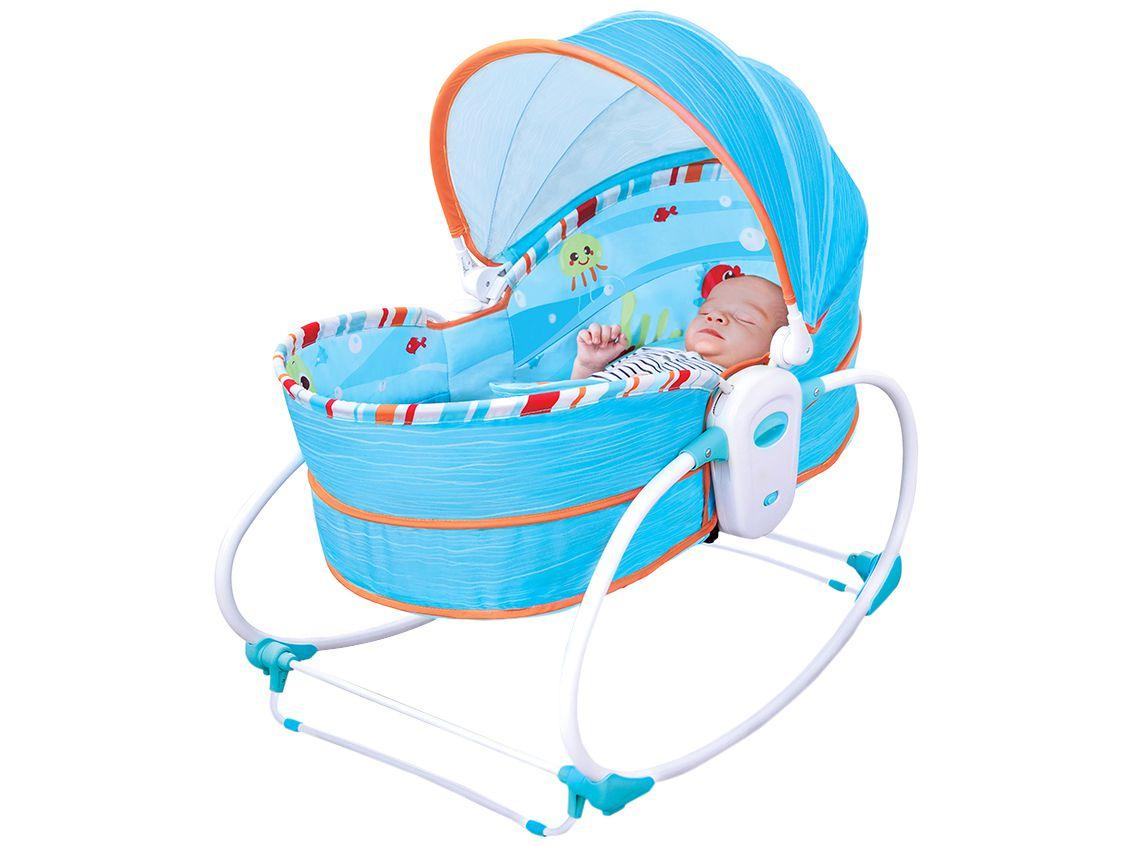 Cadeirinha de Descanso Mastela Reclinável - Vibratória com Móbile Moisés 5 em 1 até 18kg