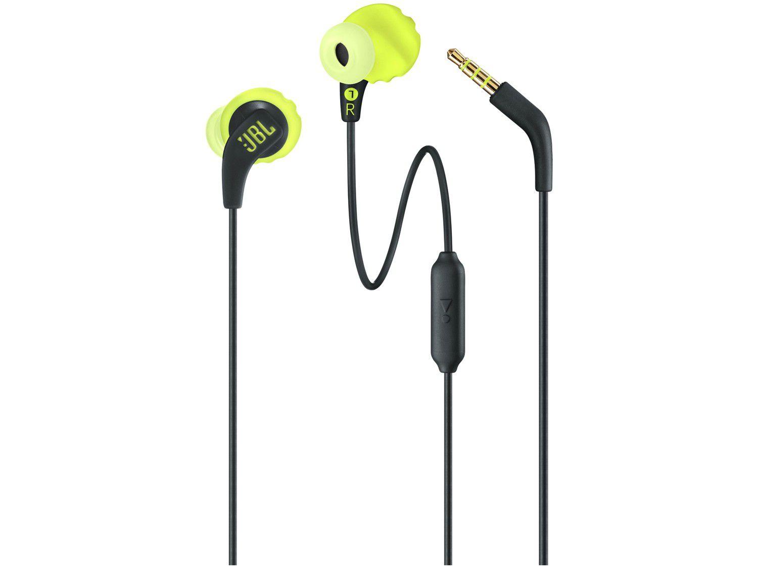 Fone de Ouvido JBL Intra Auricular com Microfone Esportivo Preto e Amarelo  Resistente à Água