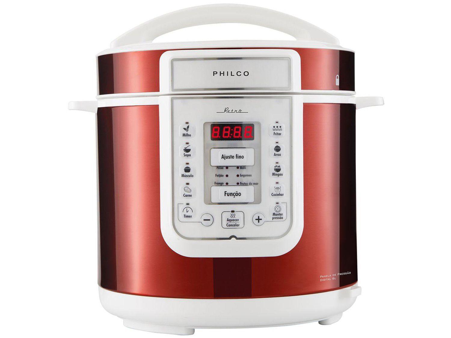 Panela de Pressão Elétrica Philco Digital Retrô - PPP01VB 6L 100W Display Timer