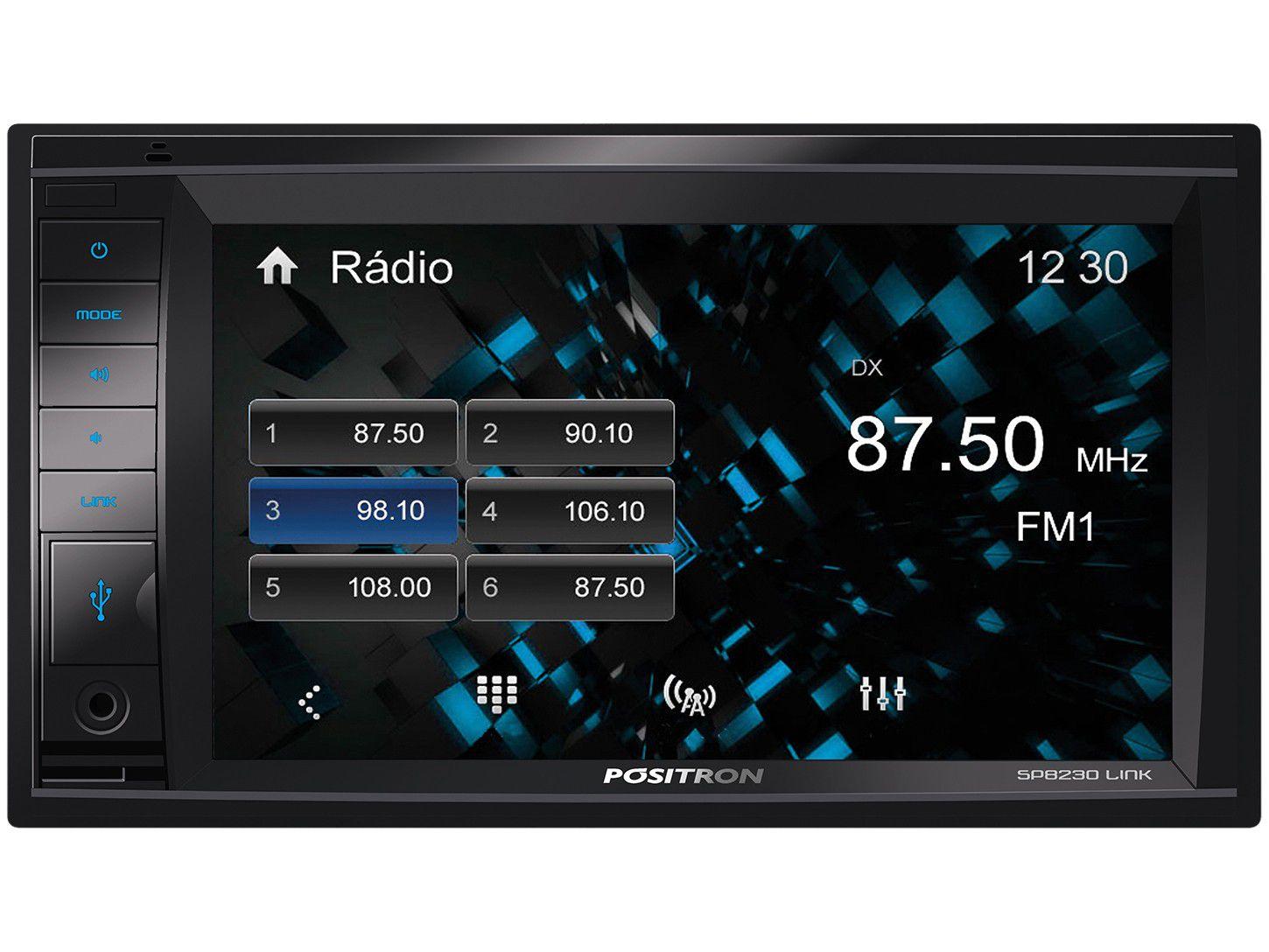 Central Multimídia Pósitron SP8230LINK 6,2" - Entrada para Câmera de Ré USB Bluetooth