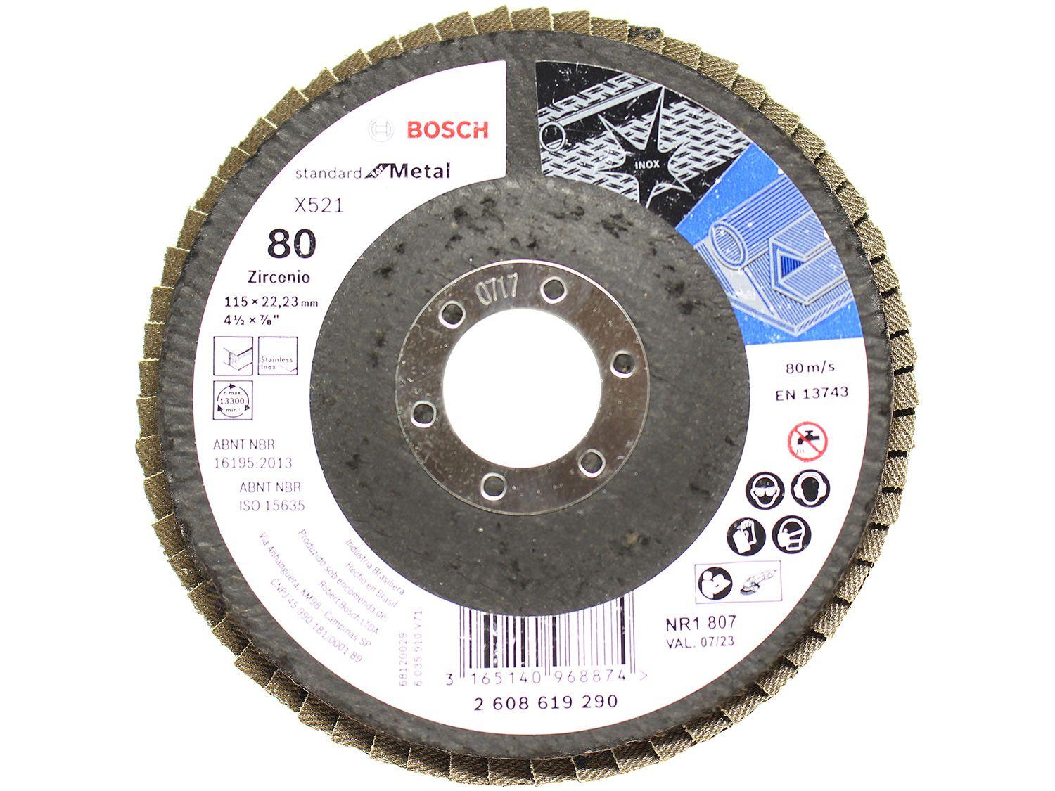 Disco Flap 4.1/2" Grão 80 Bosch - Standard for Metal Gr80