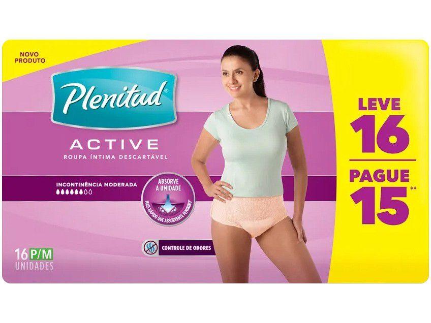 Roupa Íntima Descartável Tam. P/M Plenitud - Active Mulher 16 Unidades