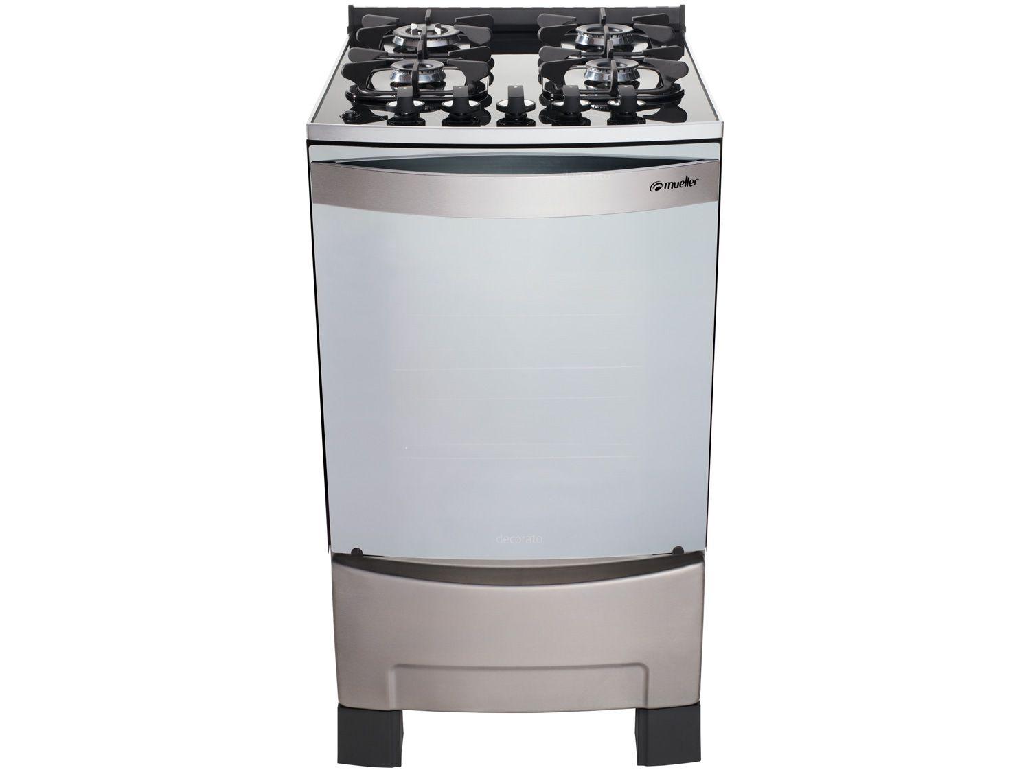 Fogão 4 Bocas Inox Mueller Acendimento Automático - Vetro Decorato