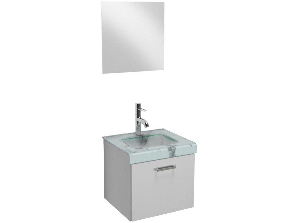 Gabinete para Banheiro de Vidro com Espelho - 1 Porta VB Cristais VB5039BMBR
