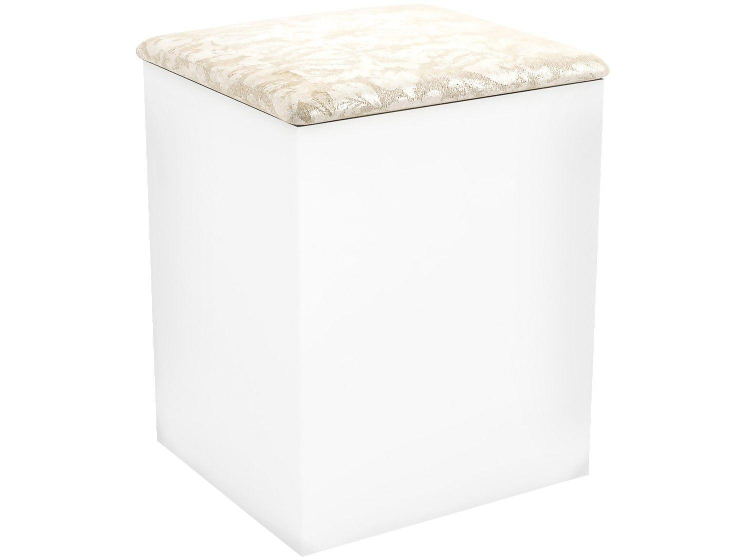 Puff Baú Retangular Branco - Tecno Mobili