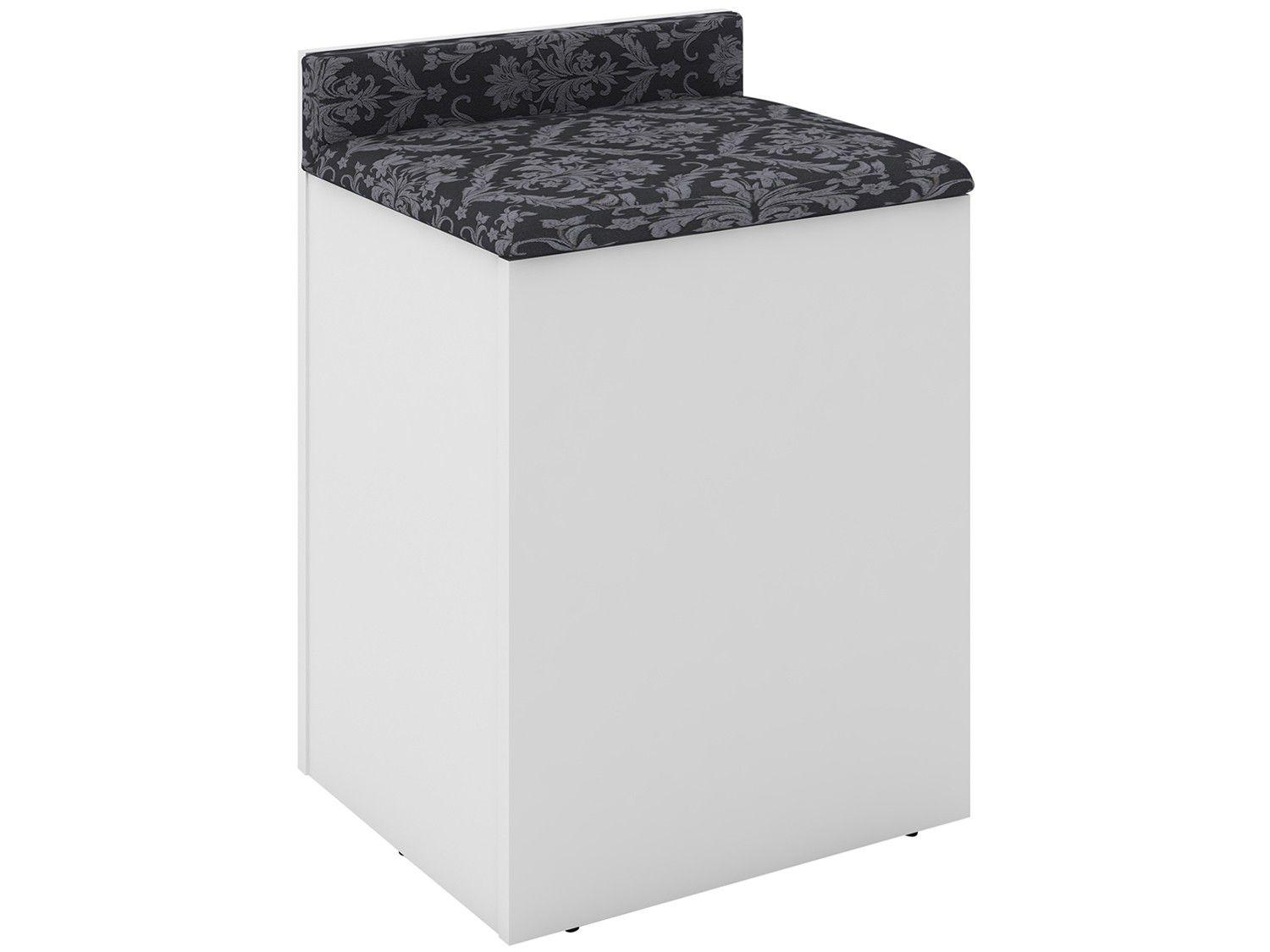 Puff Baú Retangular Branco PU2052 - Tecno Mobili