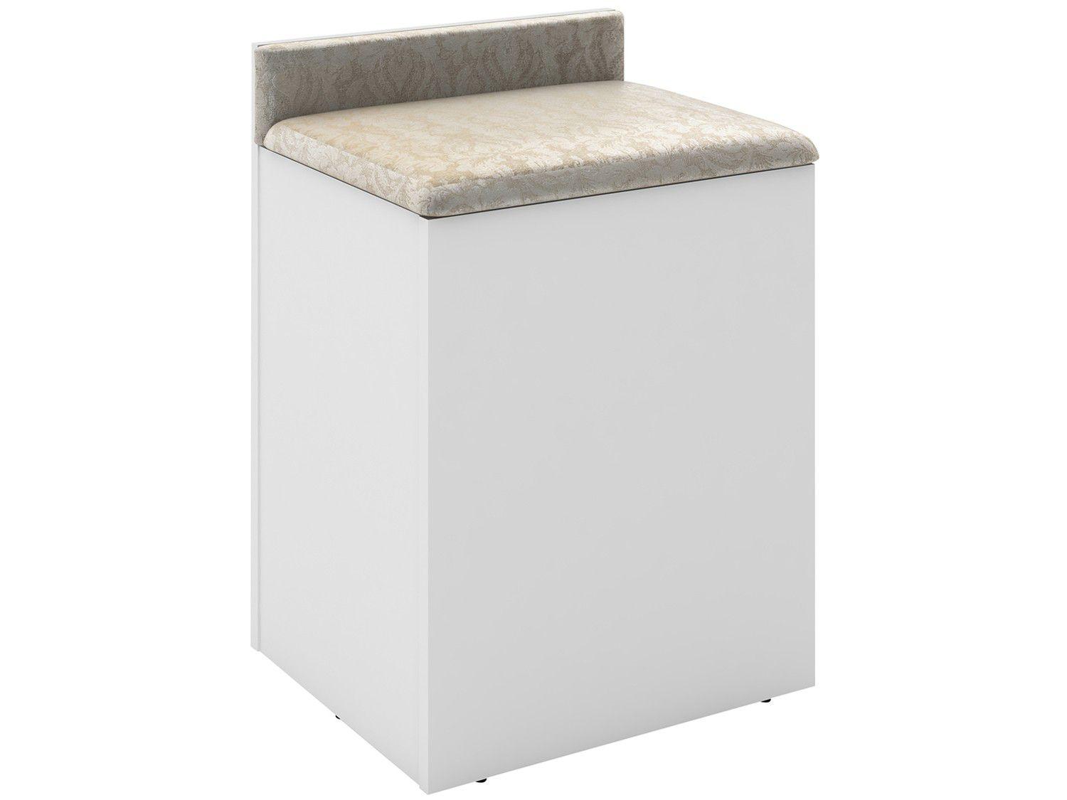 Puff Baú Retangular Branco PU2052 - Tecno Mobili