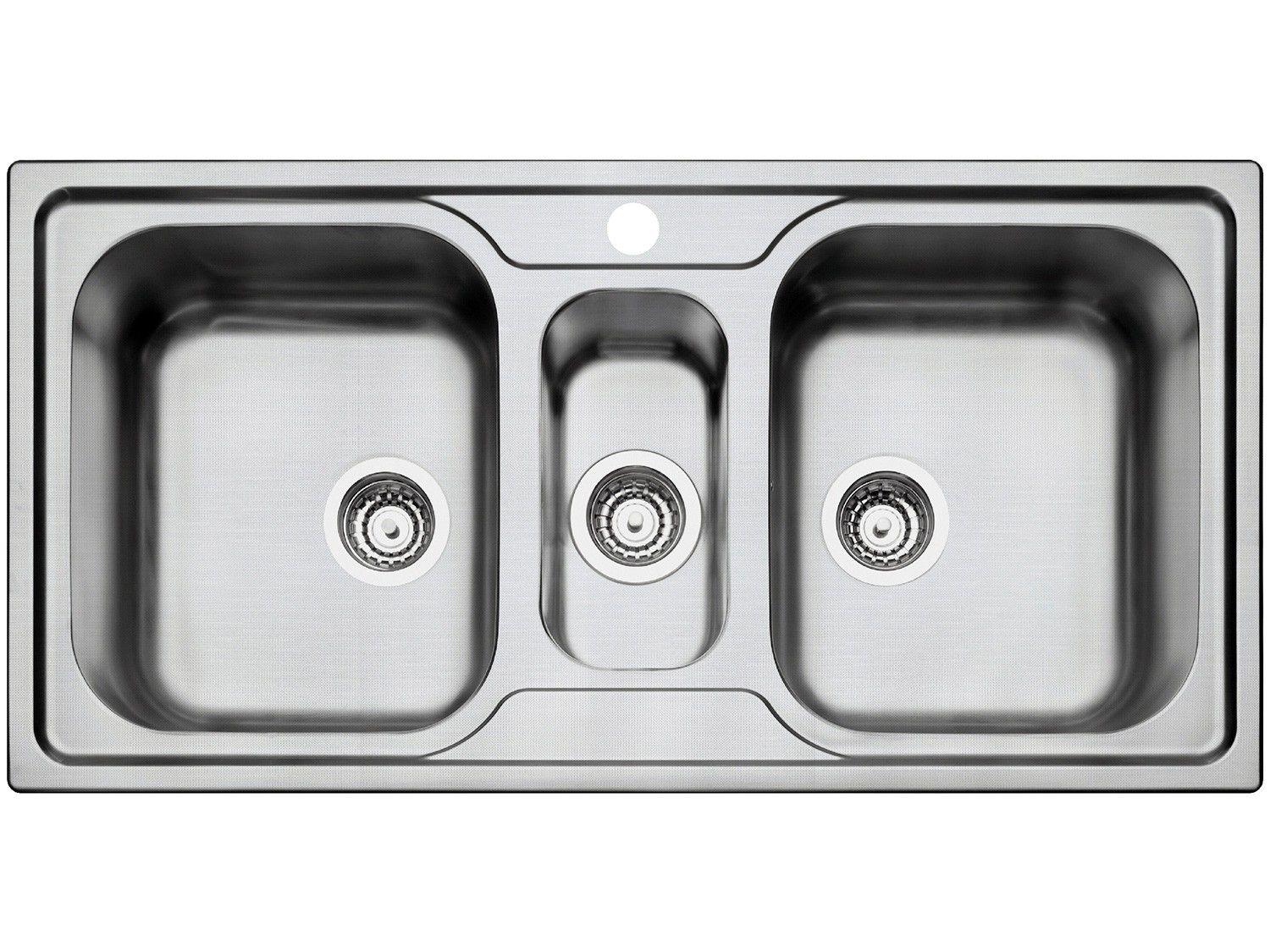 Cuba Dupla e Auxiliar de Sobrepor para Cozinha - Tramontina Inox Retangular 1mx50cm Prime 93831123