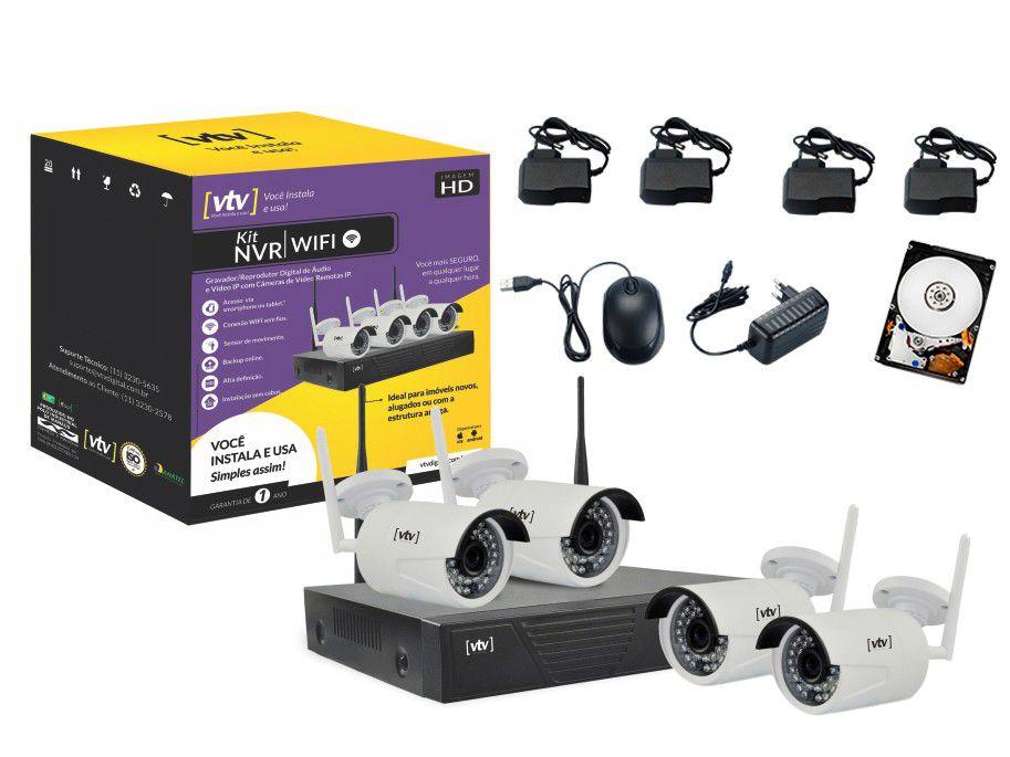 Kit NVR 4 Canais 4 Câmeras Infravermelho - 1080P VTV N628W