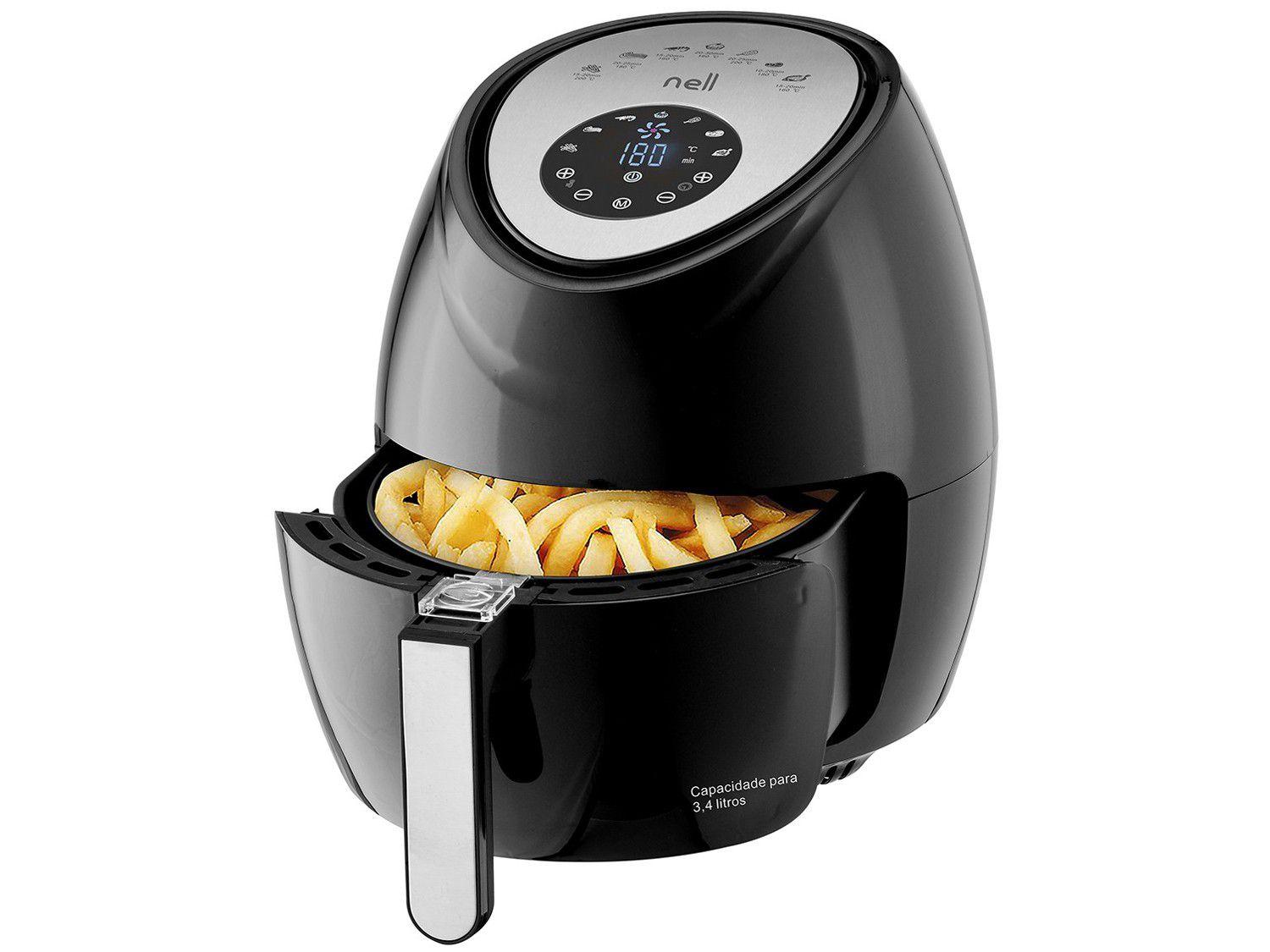 Fritadeira Elétrica sem Óleo/Air Fryer Nell MAF360 Preto 3,4L com Timer Fritadeira sem Óleo