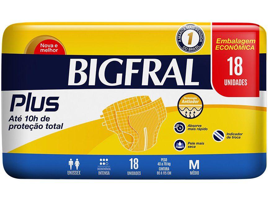 Fralda Geriátrica Bigfral Plus Normal - Tamanho M 18 Unidades