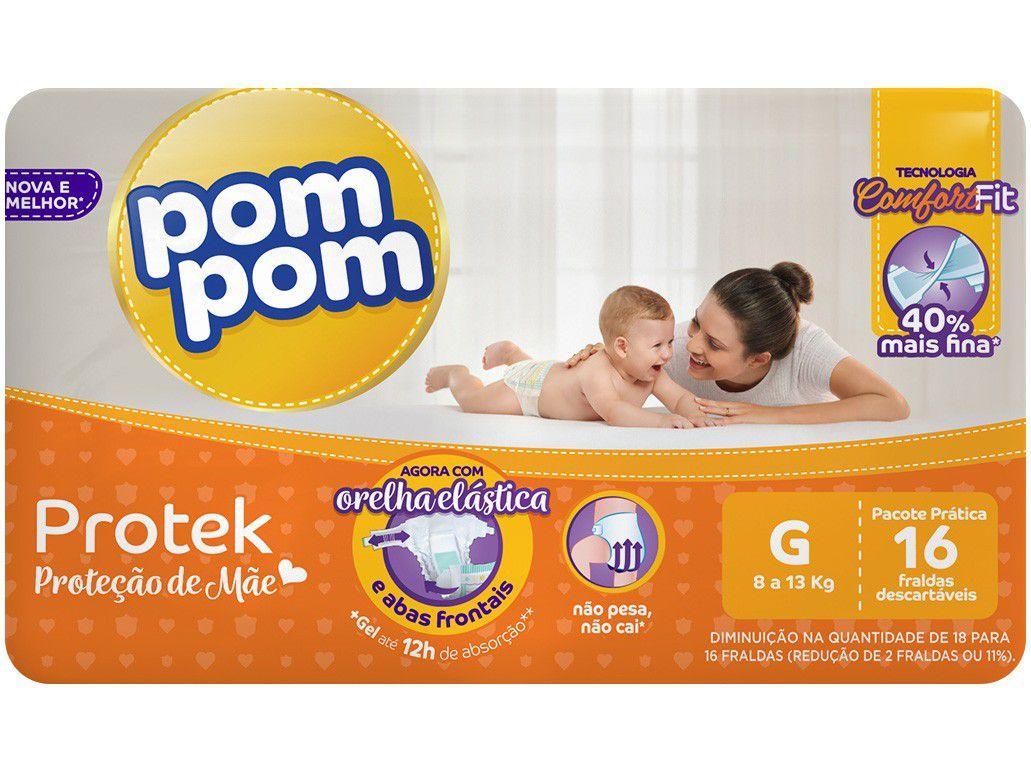 Fralda Pom Pom Protek Proteção de Mãe - G 16 Unidades
