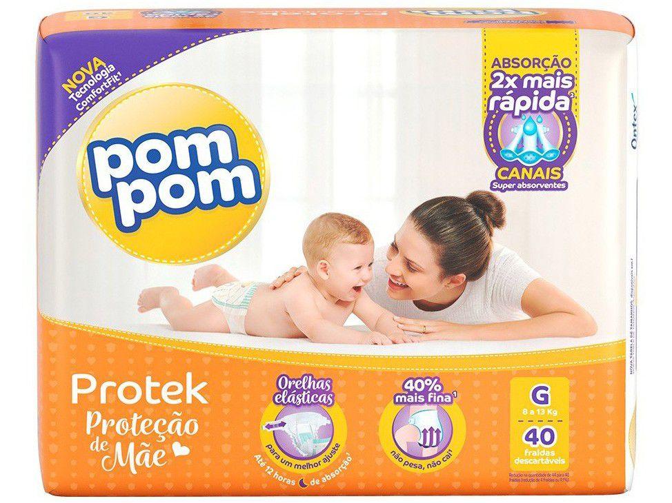 Fralda Pom Pom Proteção de Mãe Protek - Tam G 8 a 13kg 40 Unidades