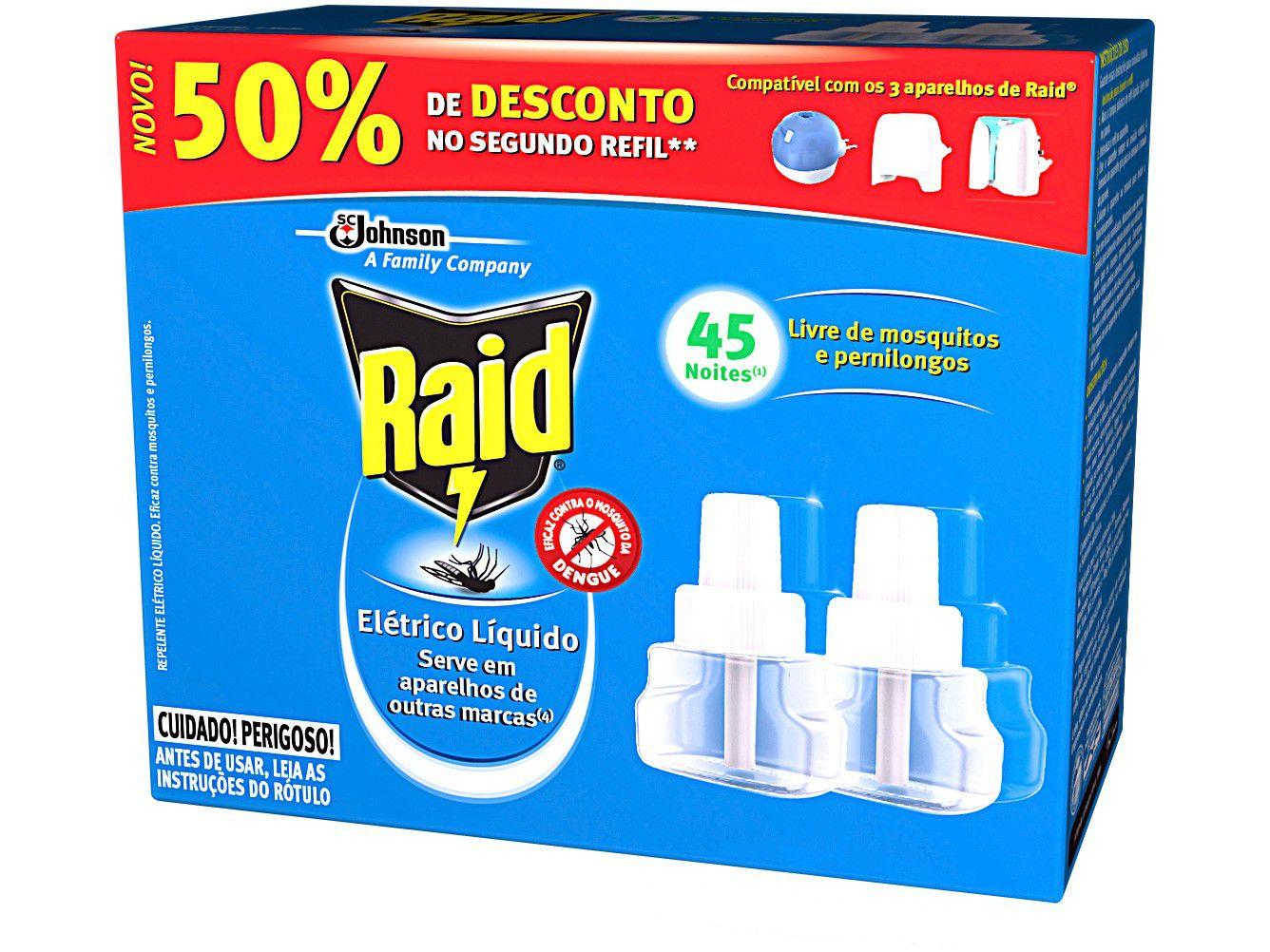 Repelente Elétrico Líquido Raid Refil 32,9ml - 90 Noites